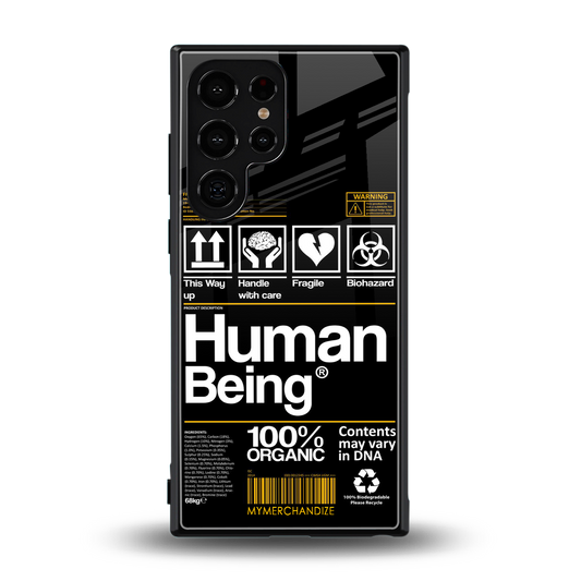 human being label back phone cover | glass case for samsung galaxy s23 ultra