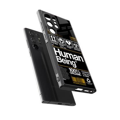 human being label back phone cover | glass case for samsung galaxy s23 ultra