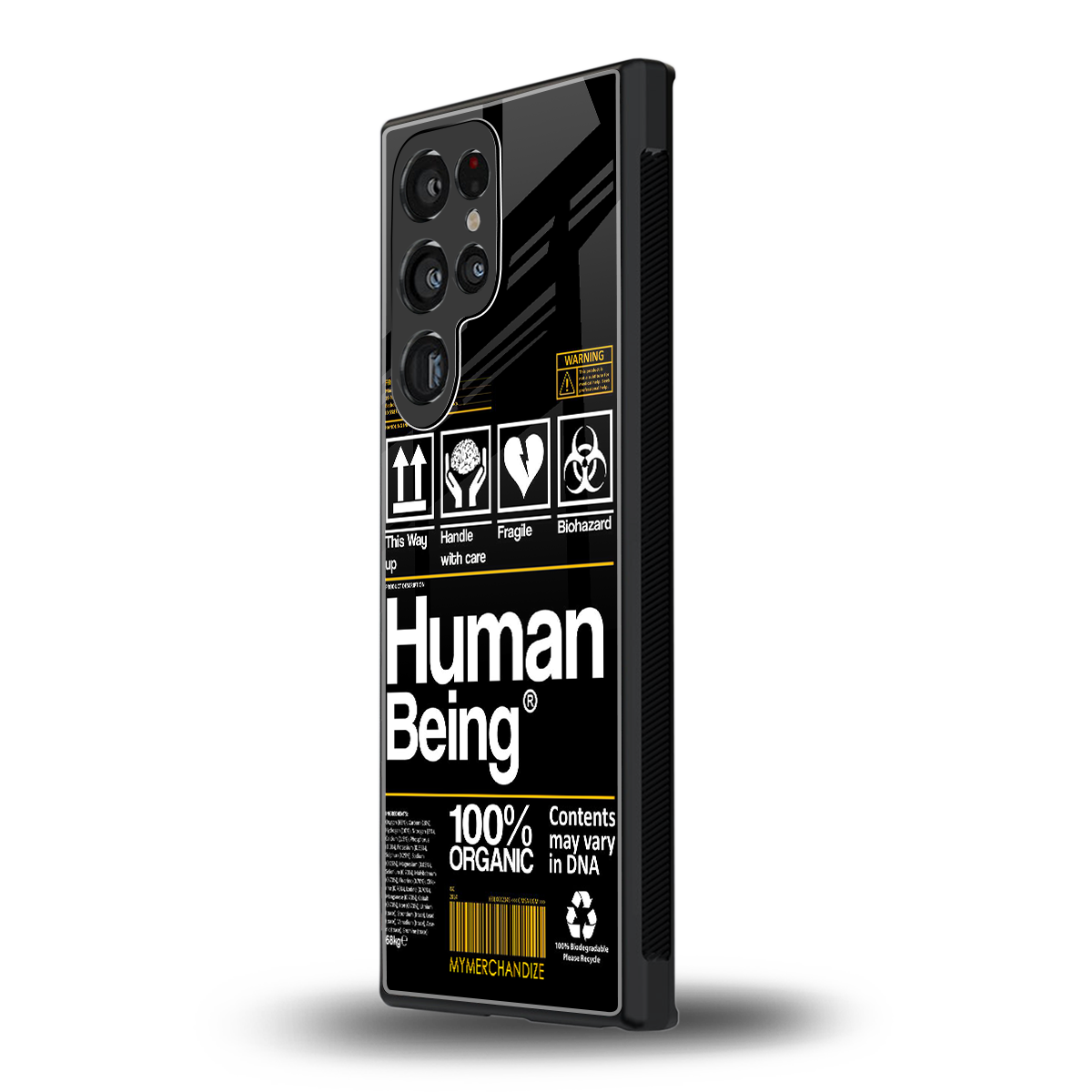 human being label back phone cover | glass case for samsung galaxy s23 ultra