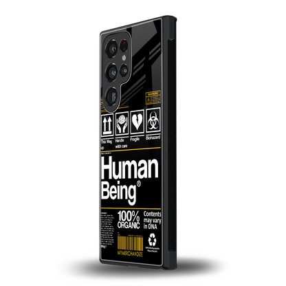human being label back phone cover | glass case for samsung galaxy s23 ultra