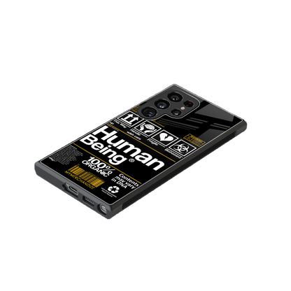 human being label back phone cover | glass case for samsung galaxy s23 ultra