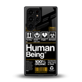 human being label back phone cover | glass case for samsung galaxy s25 ultra