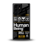human being label back phone cover | glass case for samsung galaxy s25 ultra