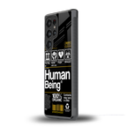 human being label back phone cover | glass case for samsung galaxy s25 ultra