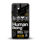 human being label back phone cover | glass case for samsung galaxy s24