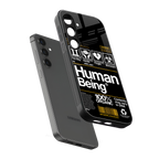 human being label back phone cover | glass case for samsung galaxy s23 plus