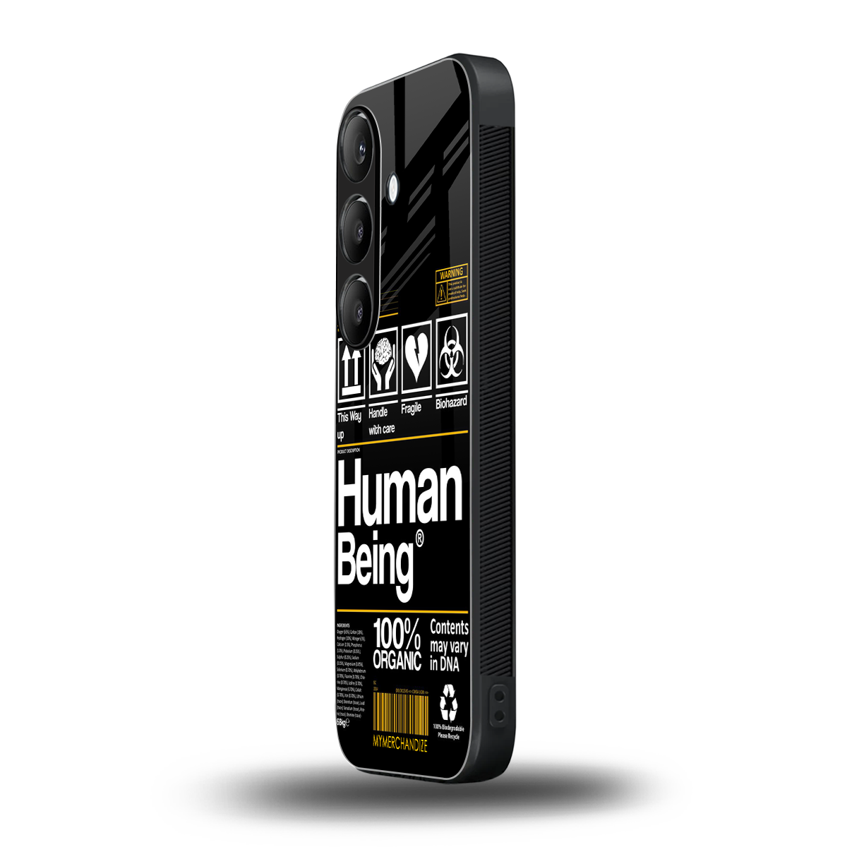 human being label back phone cover | glass case for samsung galaxy s24 fe