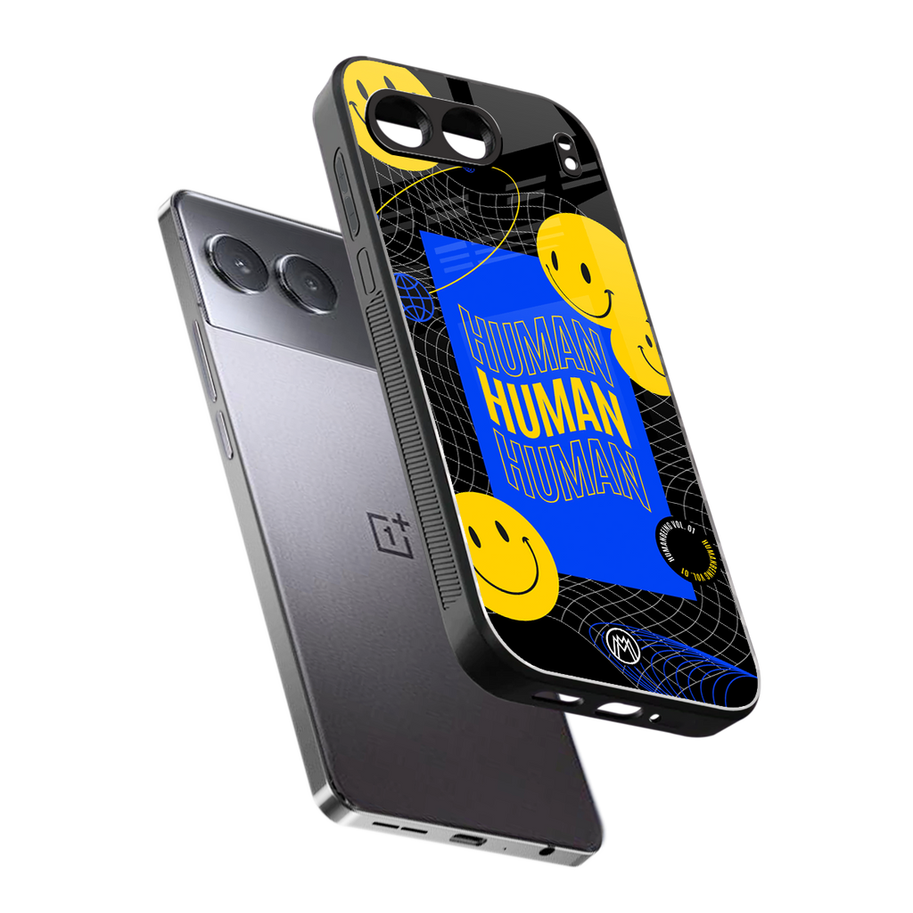 human being back phone cover | glass case for oneplus nord 4