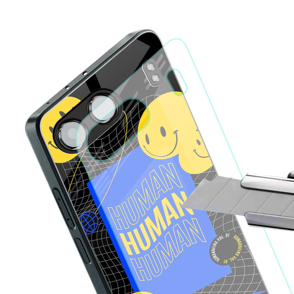 human being back phone cover | glass case for oneplus nord 4