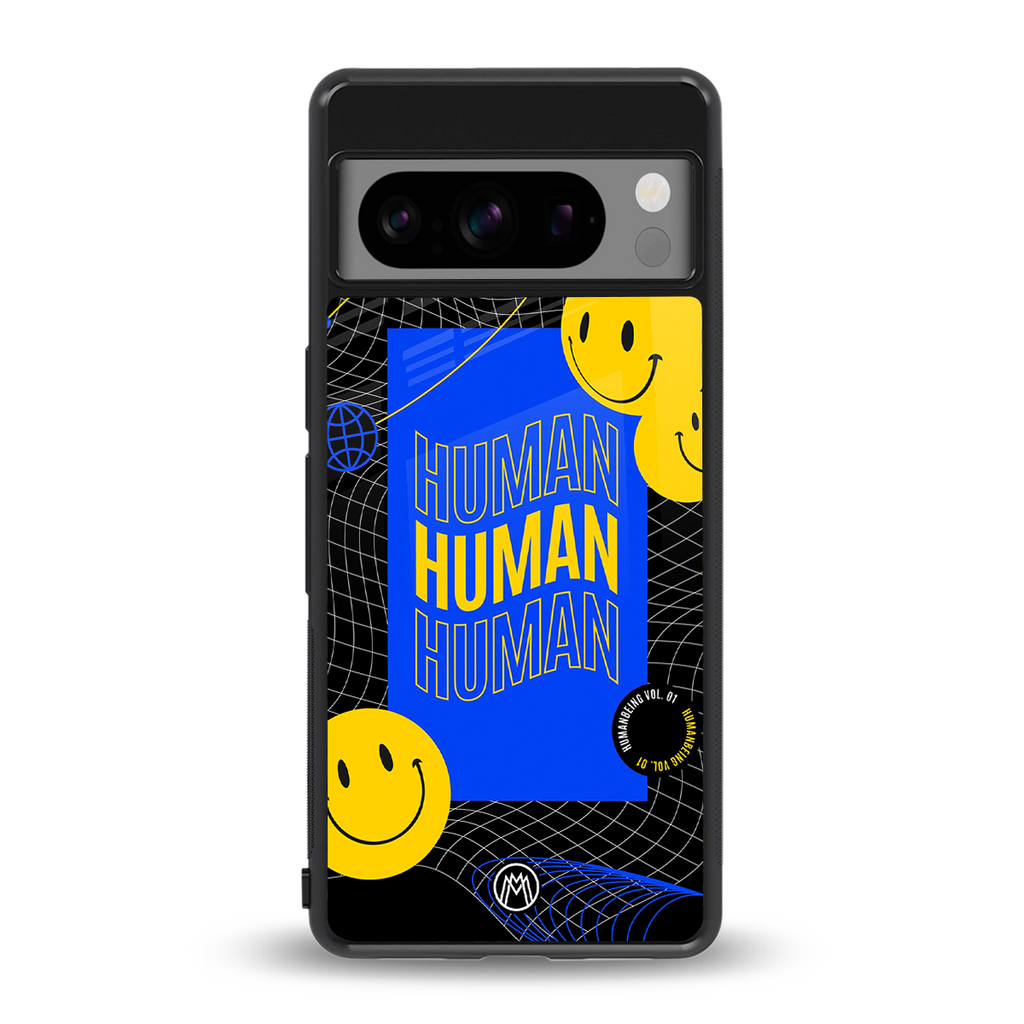 human being back phone cover | glass case for google pixel 8 pro