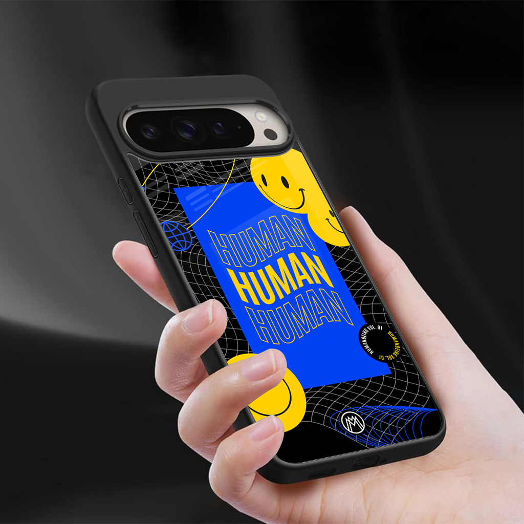 human being back phone cover | glass case for google pixel 9 pro