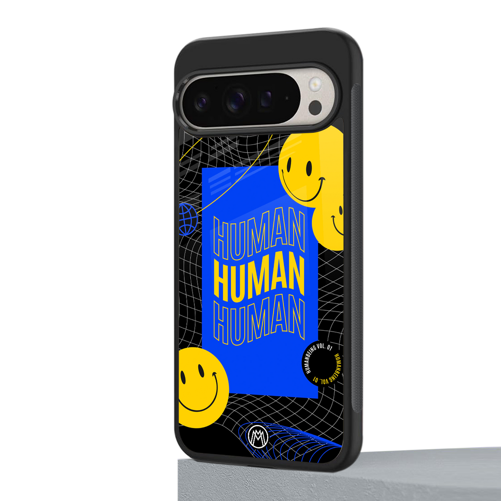 human being back phone cover | glass case for google pixel 9 pro