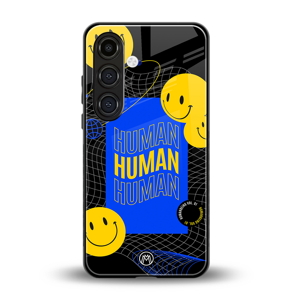human being back phone cover | glass case for samsung galaxy s24