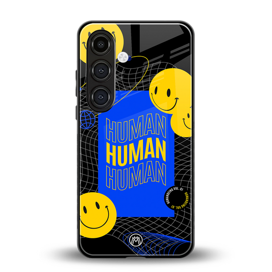 human being back phone cover | glass case for samsung galaxy s24 plus