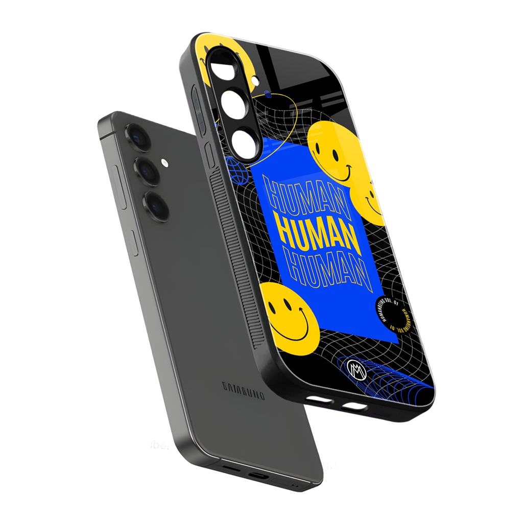human being back phone cover | glass case for samsung galaxy s24 plus