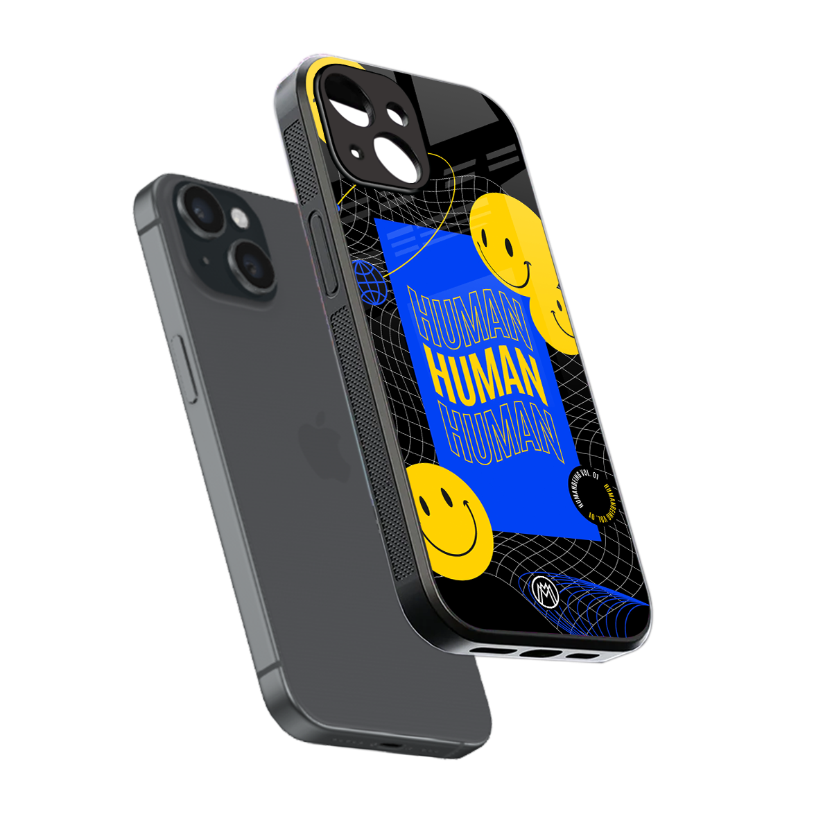 human being back phone cover | glass case for iphone 15