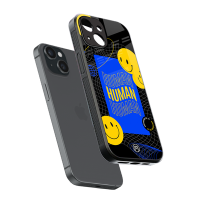 human being back phone cover | glass case for iphone 15