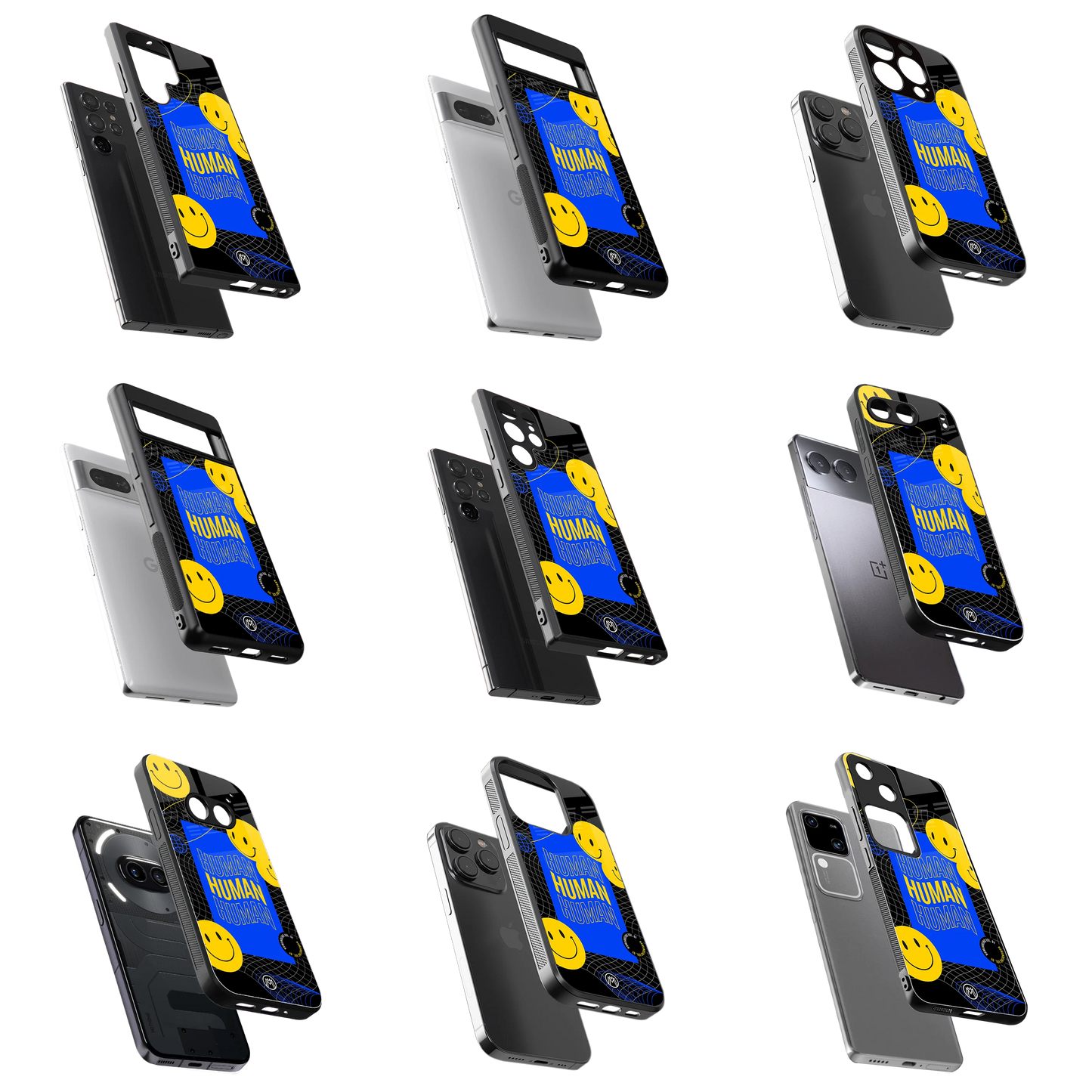 Durable Glass Back Mobile Case for iPhone, Samsung, OnePlus, Google Pixel, Redmi, Vivo, Oppo