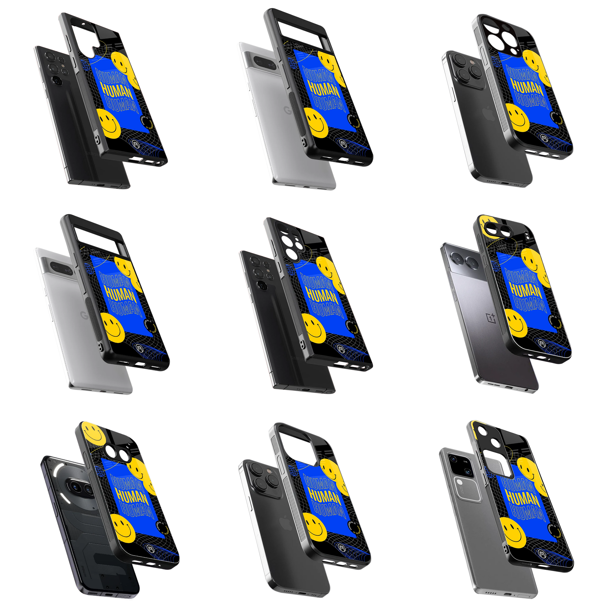 Durable Glass Back Mobile Case for iPhone, Samsung, OnePlus, Google Pixel, Redmi, Vivo, Oppo