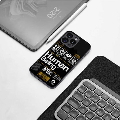 human being label back phone cover | glass case for iphone 13 pro max