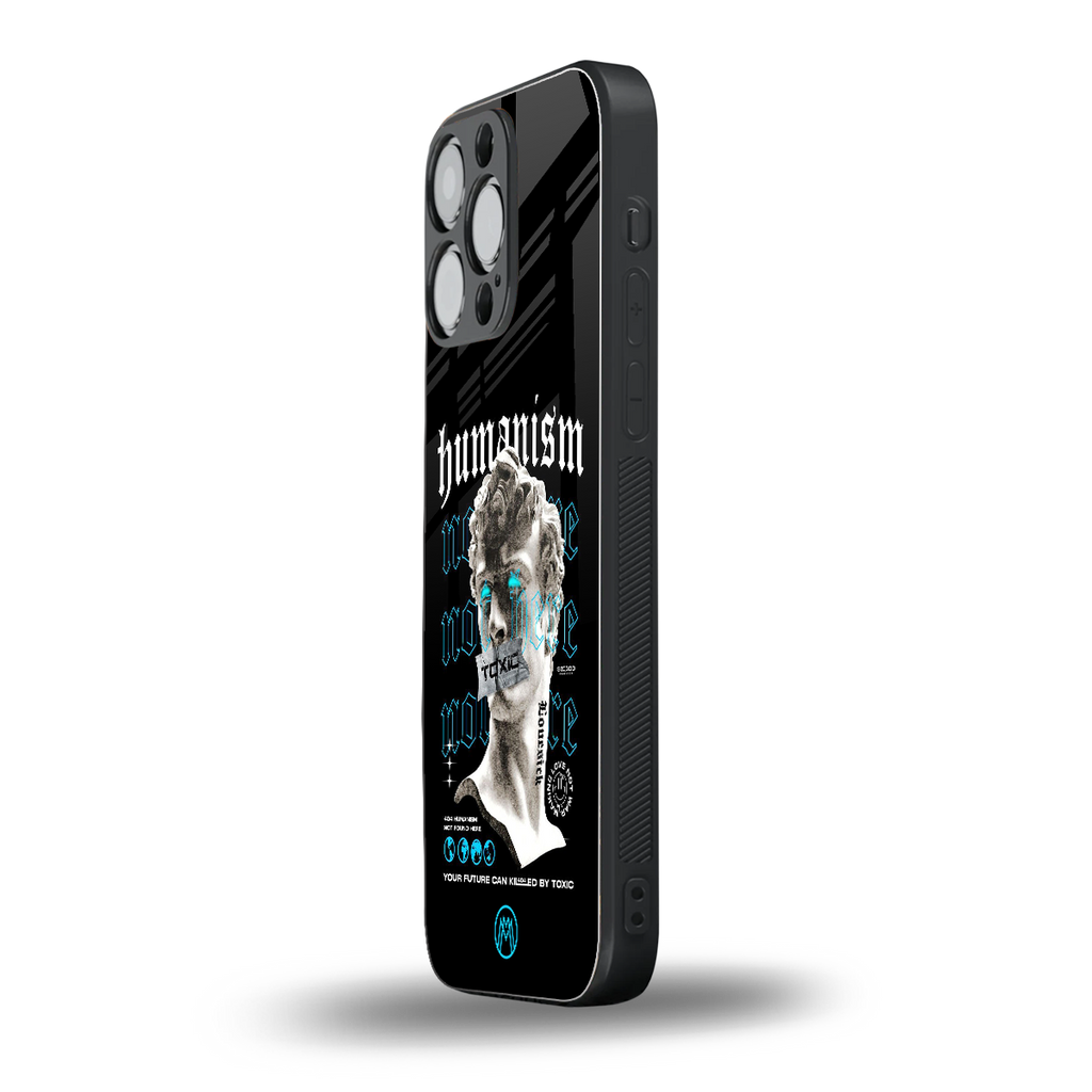 humanism not here back phone cover | glass case for iphone 15 pro max