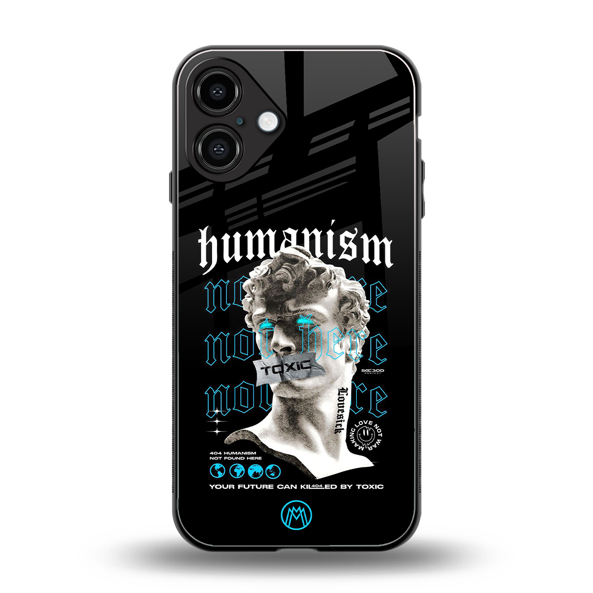 humanism not here back phone cover | glass case for iphone 16 plus