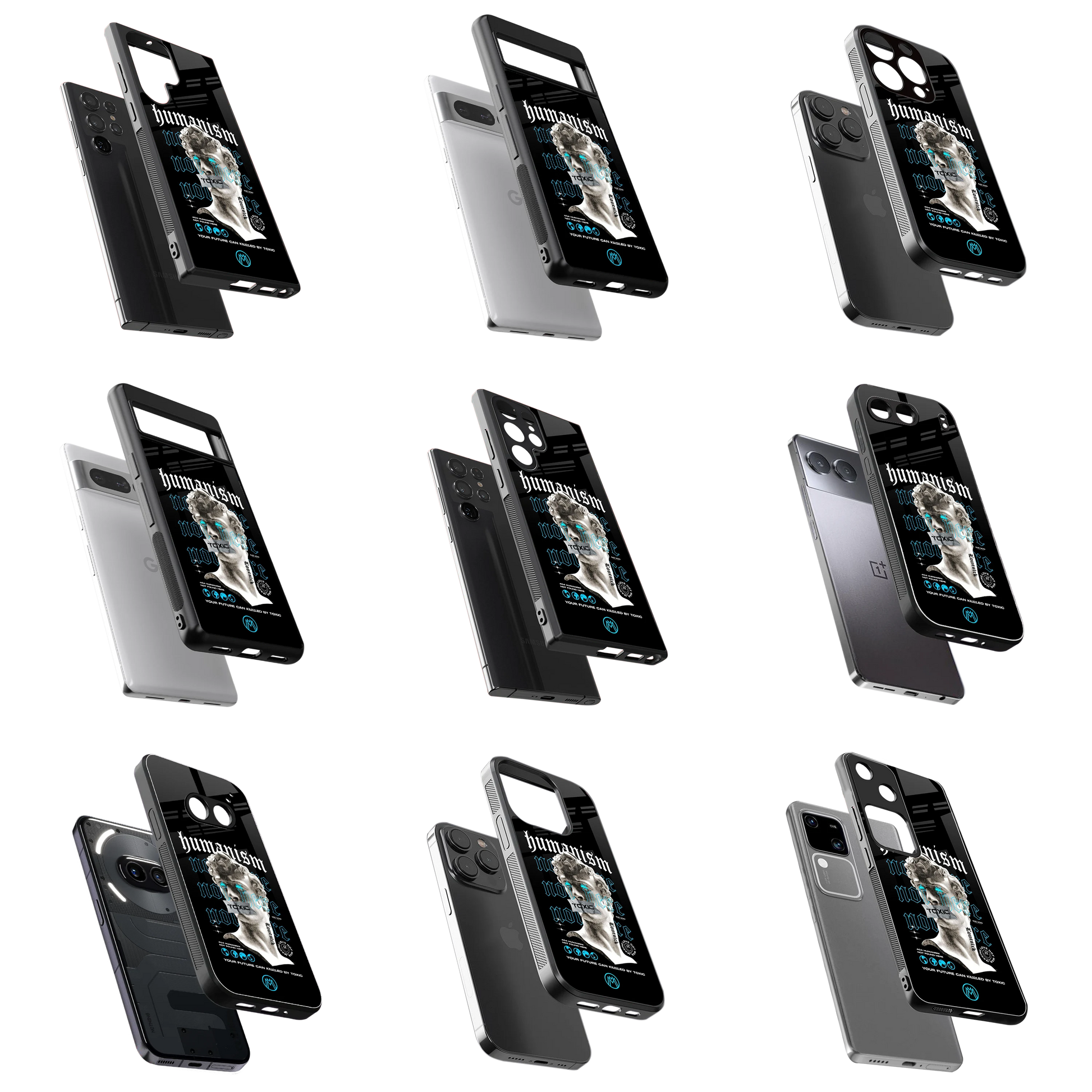 Durable Glass Back Mobile Case for iPhone, Samsung, OnePlus, Google Pixel, Redmi, Vivo, Oppo