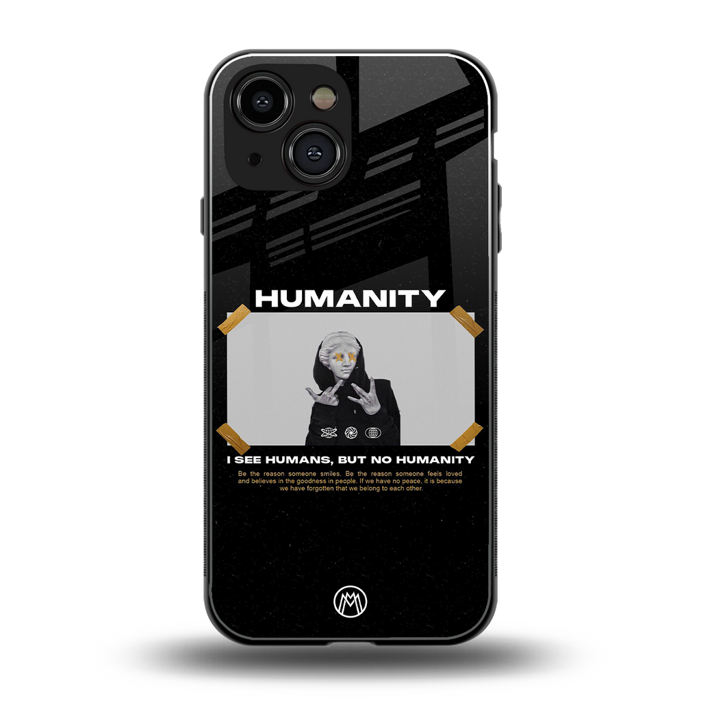humans but no humanity back phone cover | glass case for iphone 13 mini