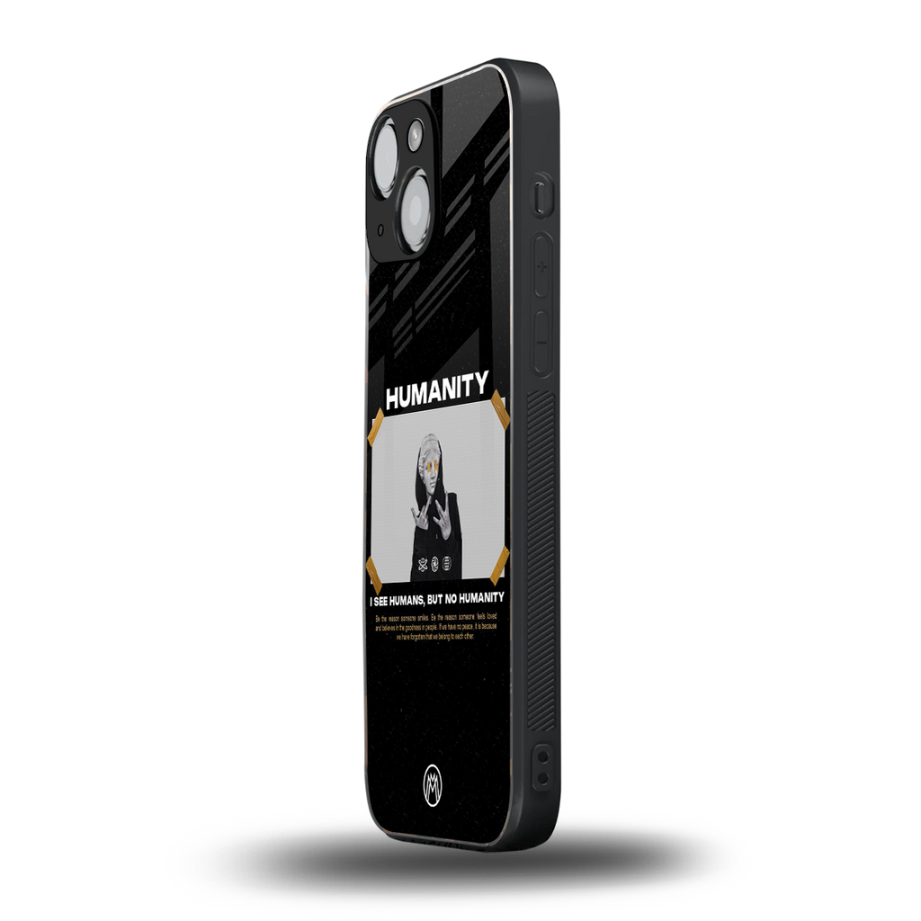 humans but no humanity back phone cover | glass case for iphone 13 mini