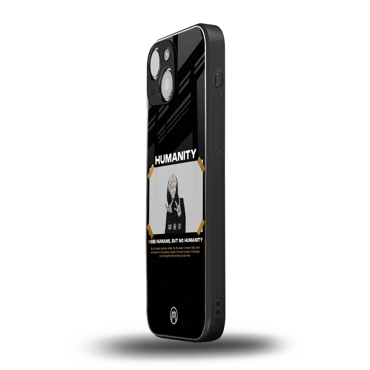 humans but no humanity back phone cover | glass case for iphone 13 mini