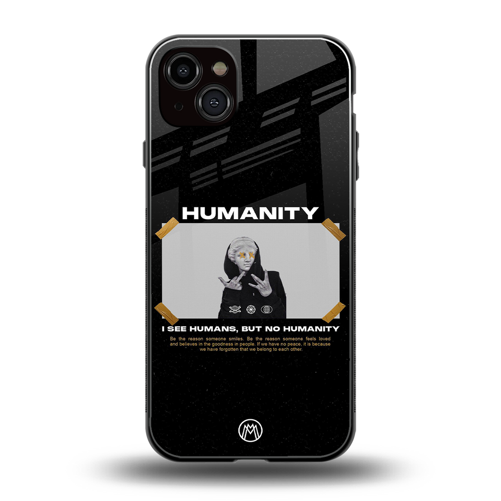 humans but no humanity back phone cover | glass case for iphone 14 plus