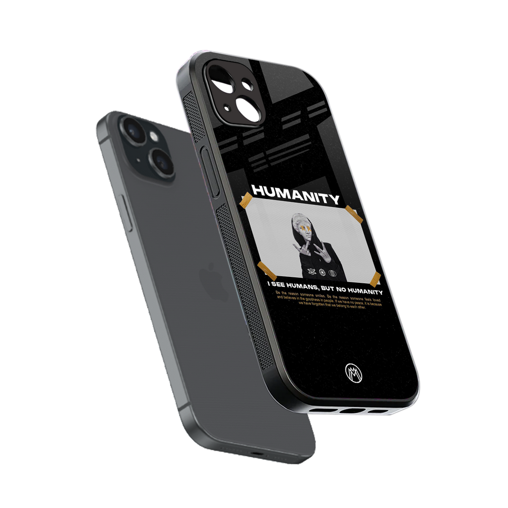 humans but no humanity back phone cover | glass case for iphone 15 plus
