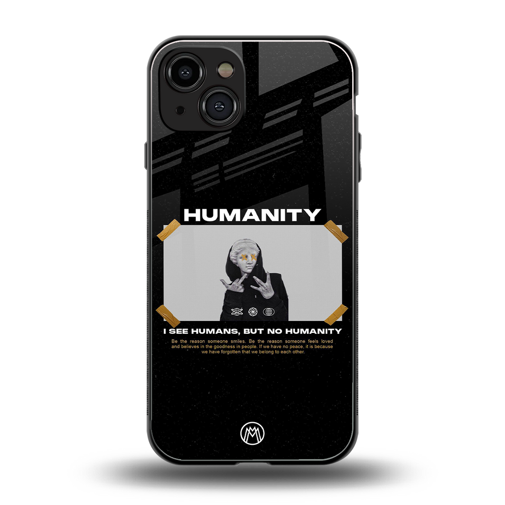humans but no humanity back phone cover | glass case for iphone 15
