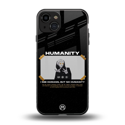 humans but no humanity back phone cover | glass case for iphone 15