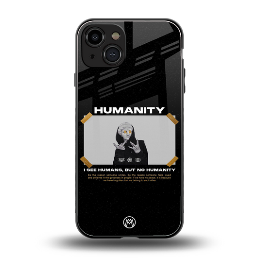 humans but no humanity back phone cover | glass case for iphone 15