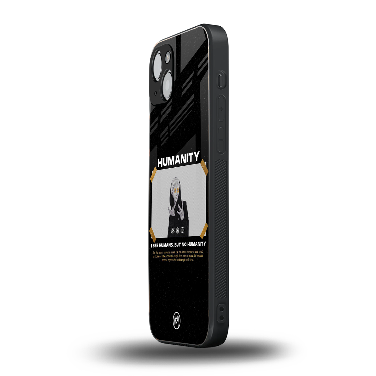 humans but no humanity back phone cover | glass case for iphone 15