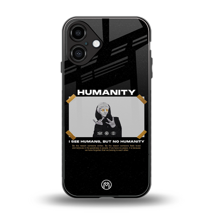 humans but no humanity back phone cover | glass case for iphone 16 plus