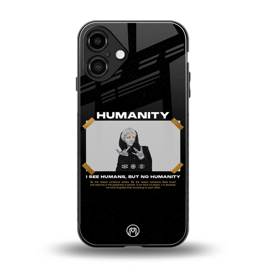 humans but no humanity back phone cover | glass case for iphone 16 plus