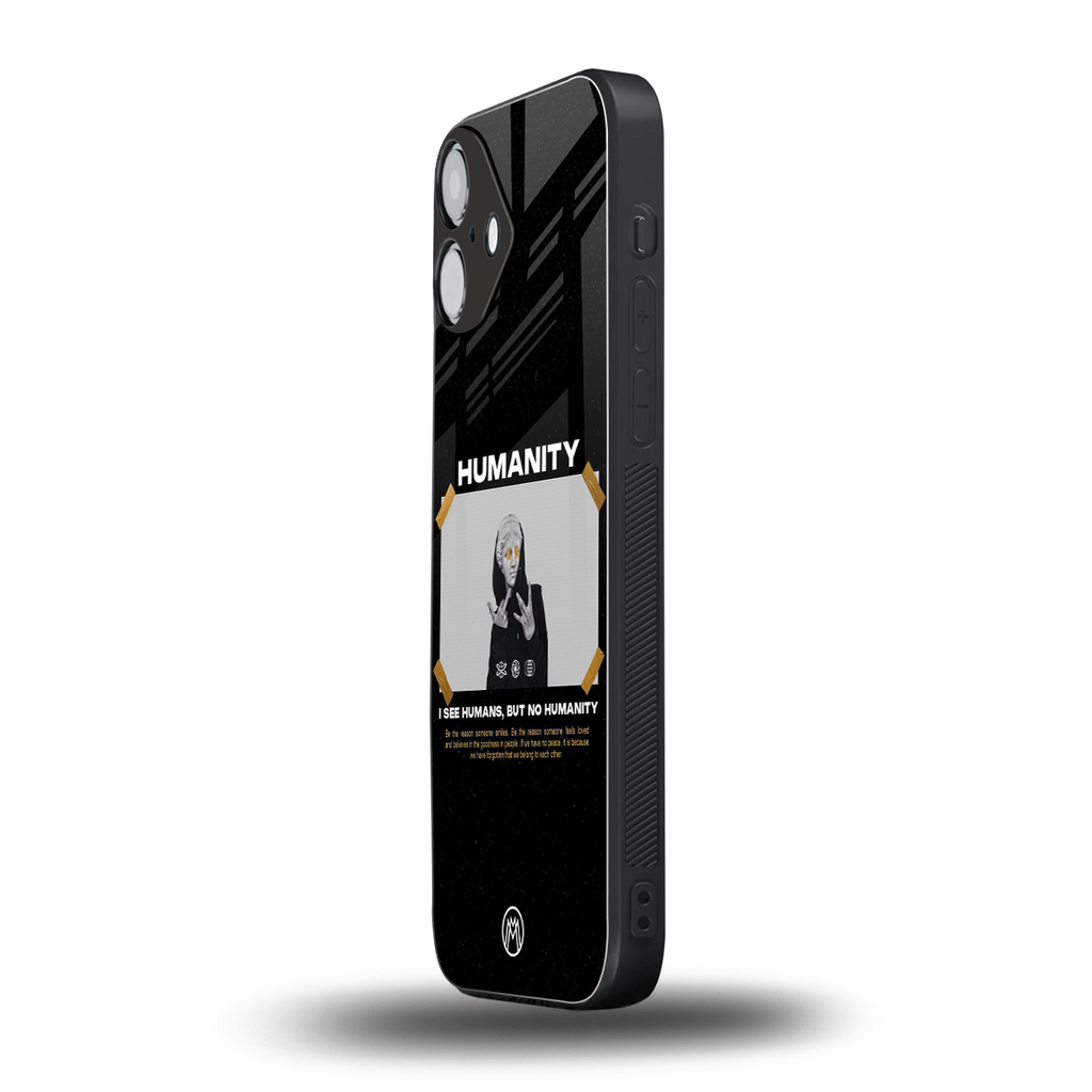 humans but no humanity back phone cover | glass case for iphone 16 plus