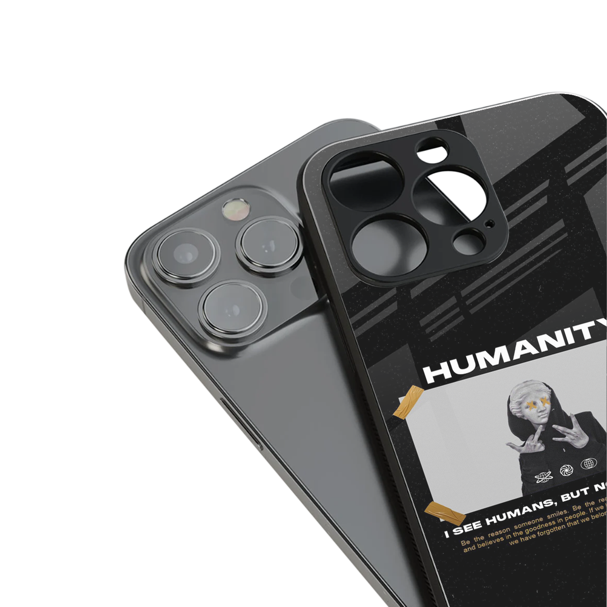 humans but no humanity back phone cover | glass case for iphone 13 mini