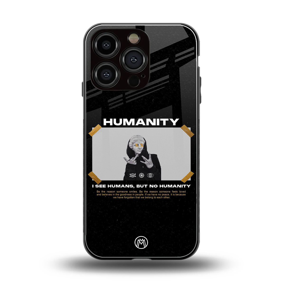 humans but no humanity back phone cover | glass case for iphone 16 pro