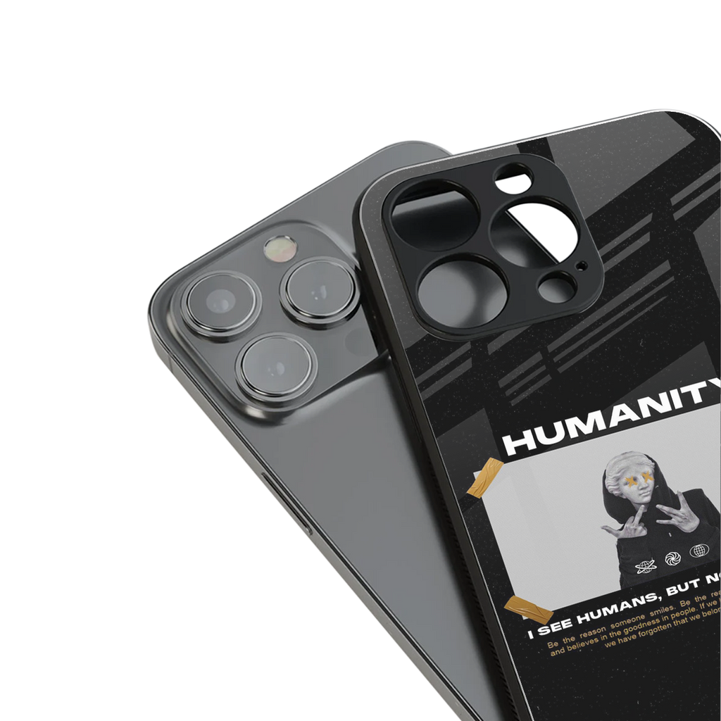 humans but no humanity back phone cover | glass case for iphone 16