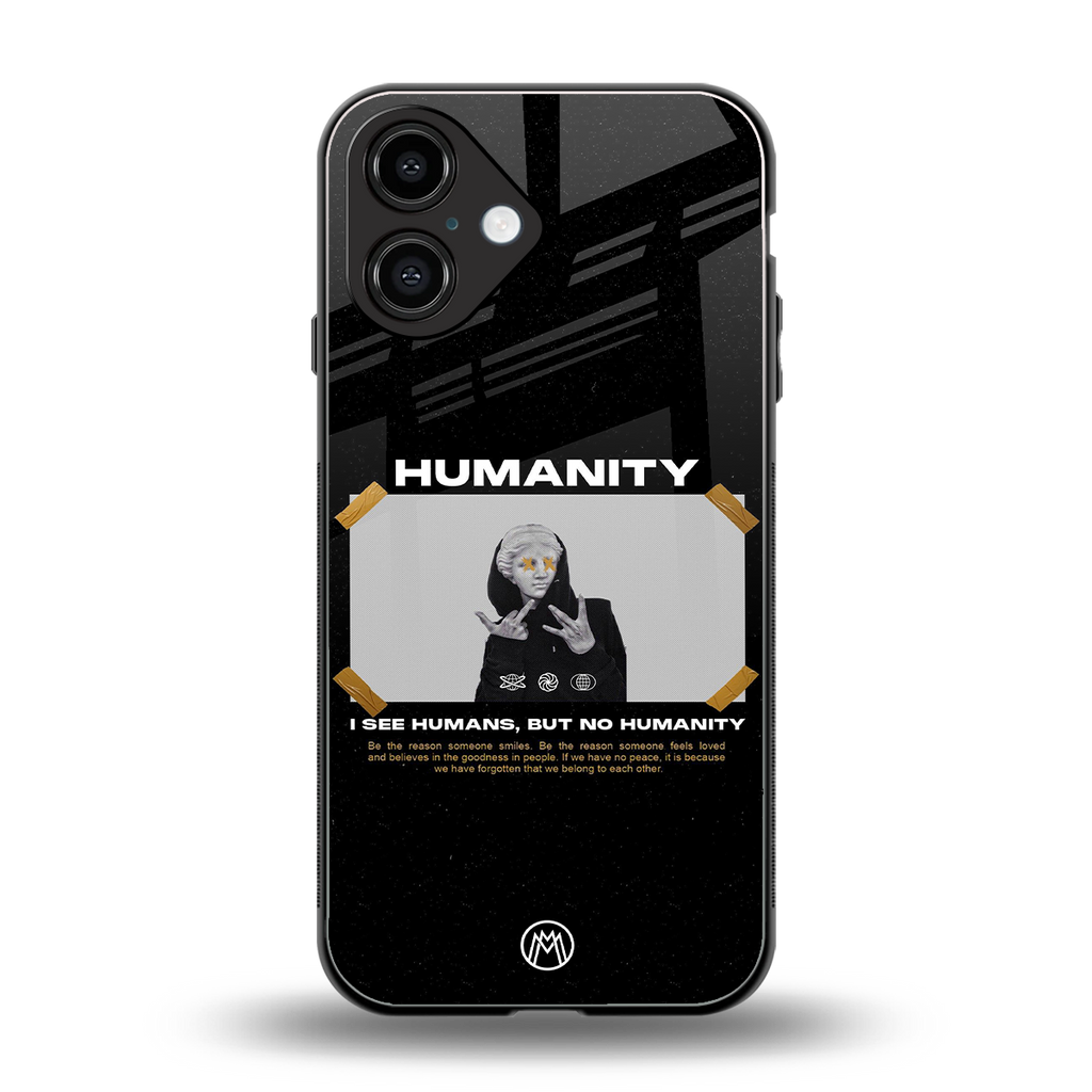 humans but no humanity back phone cover | glass case for iphone 16