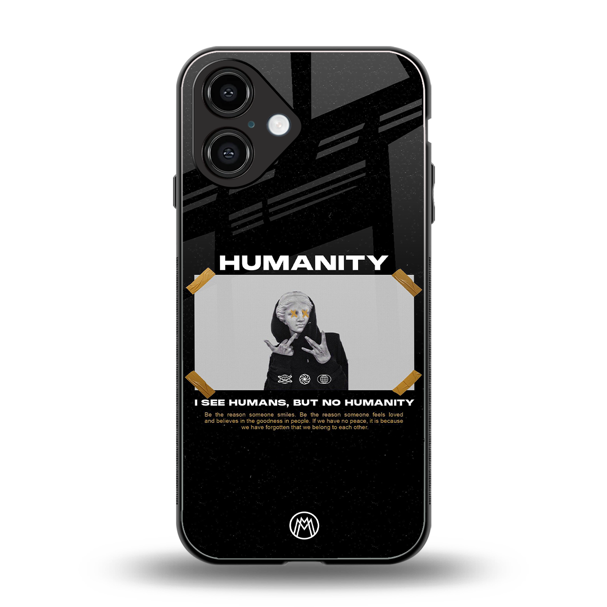 humans but no humanity back phone cover | glass case for iphone 16