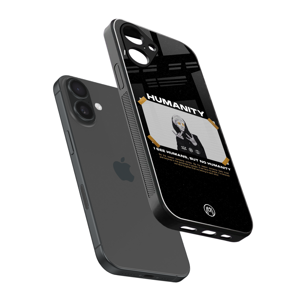 humans but no humanity back phone cover | glass case for iphone 16