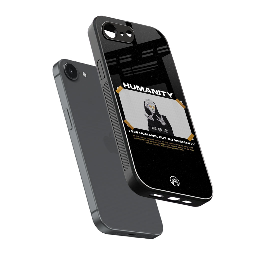 humans but no humanity back phone cover | glass case for iphone 16e