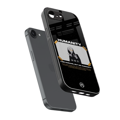 humans but no humanity back phone cover | glass case for iphone 16e