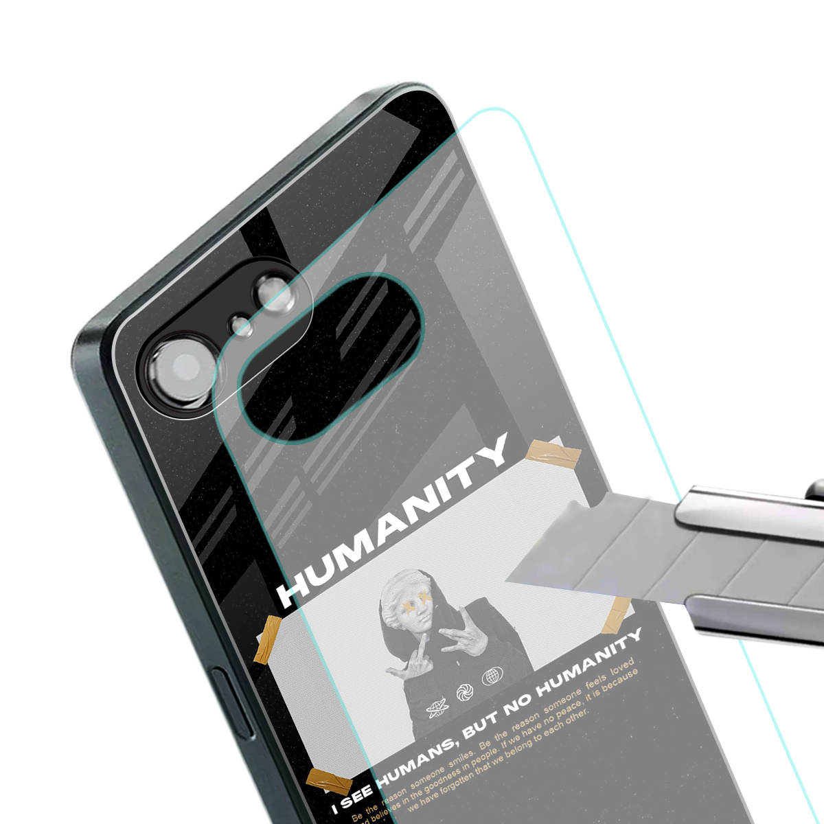 humans but no humanity back phone cover | glass case for iphone 16e