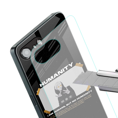 humans but no humanity back phone cover | glass case for iphone 16e