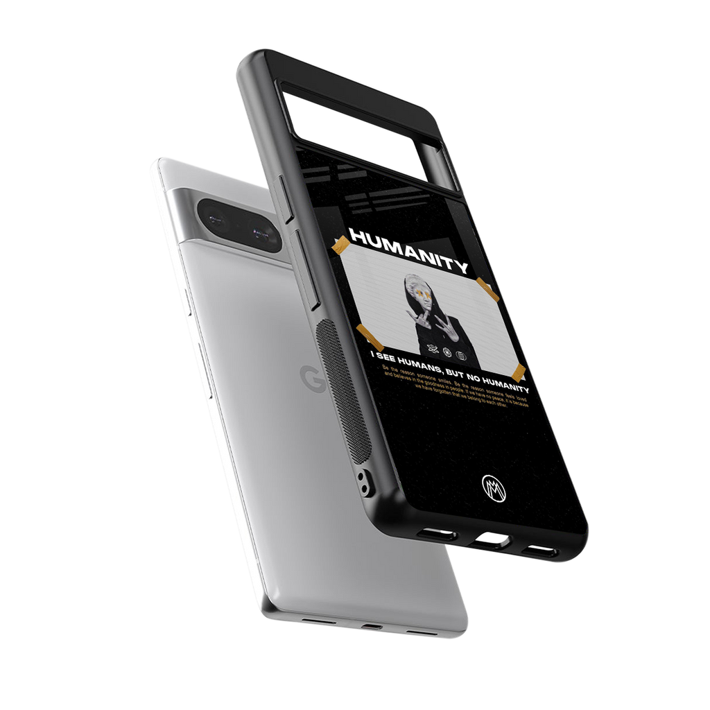 humans but no humanity back phone cover | glass case for Google Pixel 8